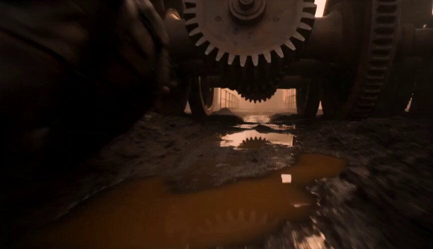 second cinematic action sequence inside a gigantic oil refinery fortress in